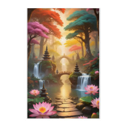 Serene Buddhist Temple Amidst Vibrant Nature Acrylic Print