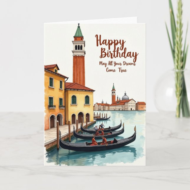Serene Canal Birthday Card (Front)