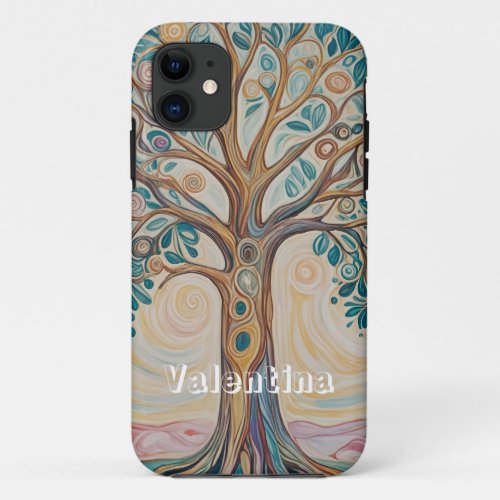 Serene Canopy Pastel Abstract Tree Design iPhone 11 Case