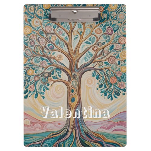 Serene Canopy Pastel Abstract Tree Design Clipboard