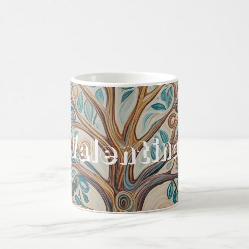 Serene Canopy Pastel Abstract Tree Design Coffee Mug