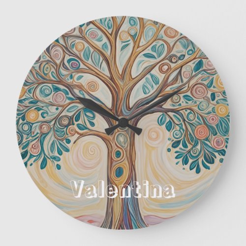 Serene Canopy Pastel Abstract Tree Design Large Clock