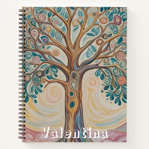Serene Canopy Pastel Abstract Tree Design Notebook