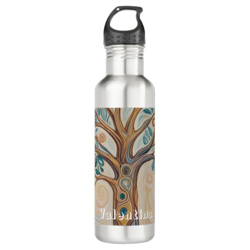 Serene Canopy Pastel Abstract Tree Design Stainless Steel Water Bottle