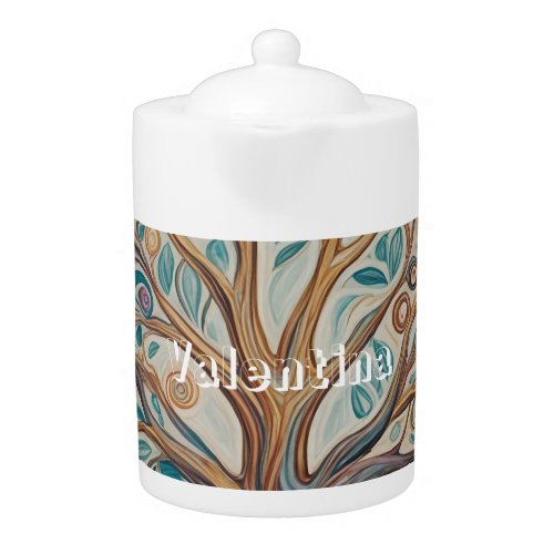 Serene Canopy Pastel Abstract Tree Design Teapot