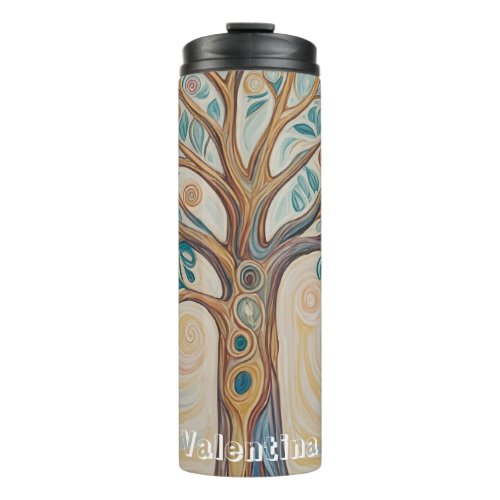 Serene Canopy Pastel Abstract Tree Design Thermal Tumbler