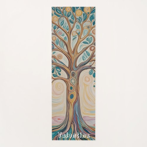 Serene Canopy Pastel Abstract Tree Design Yoga Mat