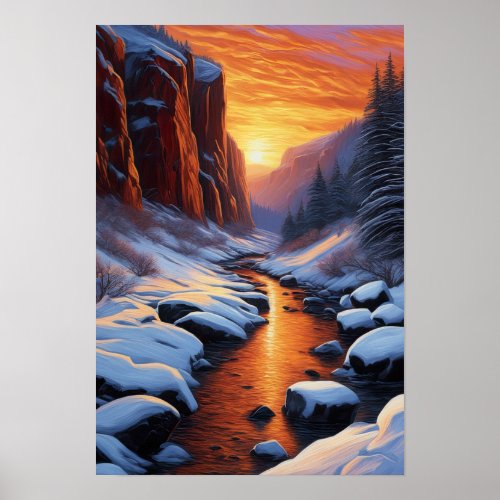 Serene Canyon in Winters Embrace Poster