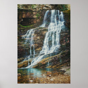 Serene Cascading Waterfall in Nature Poster
