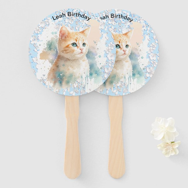 Serene Cat Hand Fan (Front and Back)