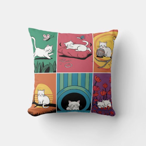 Serene Cat Moments Throw Pillow