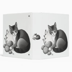 Serene Cat with Stones and Plants 3 Ring Binder
