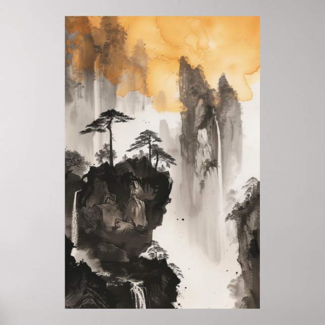 Serene Chinese Landscape Painting Poster (Front)