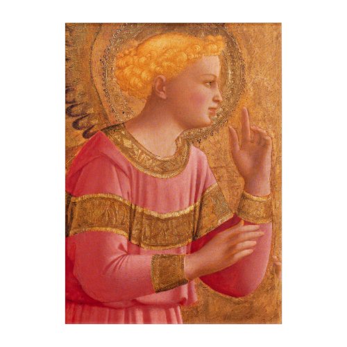 Serene Christian Angel Figure in Pink gold Dress Acrylic Print