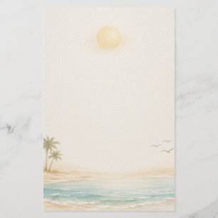 Serene Coastal Beach Stationery