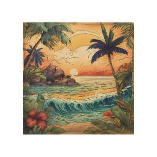 Serene Coastal Escape: Beach Canvas Wall Art. Wood Wall Art