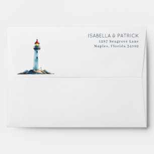 Serene Coastal Lighthouse Illustration Envelope
