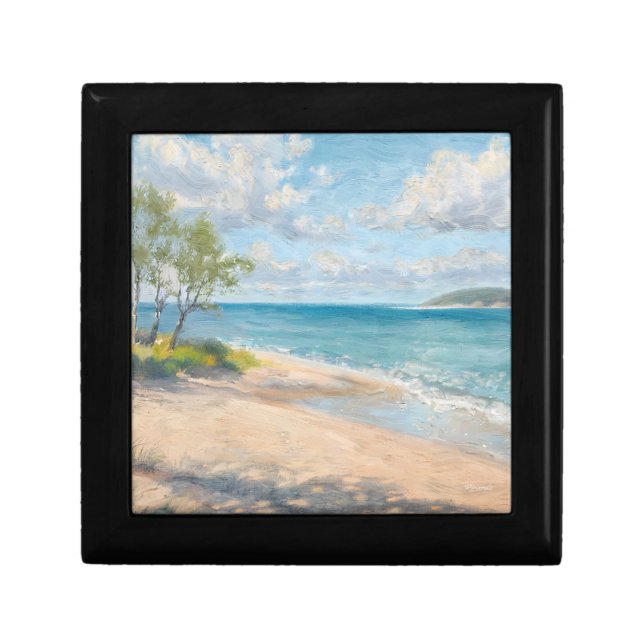 Serene Coastal Morning Impressionist Beach Art Gift Box (Front)