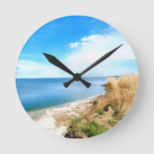 Serene Coastal Shoreline Wall Clock
