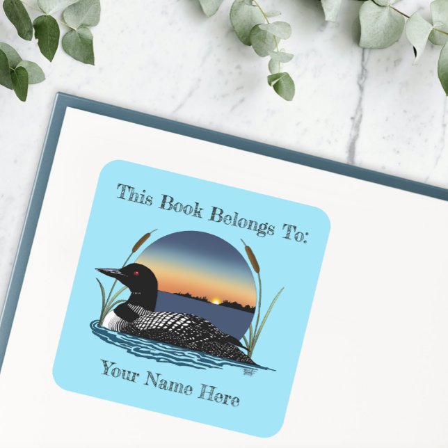 Serene Common Loon Sunset Blue Lake Bookplate (Creator Uploaded)
