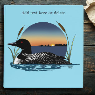 Serene Common Loon Sunset Blue Wildlife Lake 3 Ring Binder