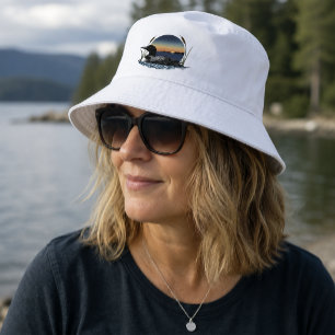 Serene Common Loon Sunset Blue Wildlife Lake Bucket Hat