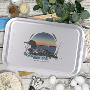 Serene Common Loon Sunset Blue Wildlife Lake Cake Pan