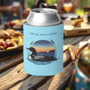 Serene Common Loon Sunset Blue Wildlife Lake Can Cooler
