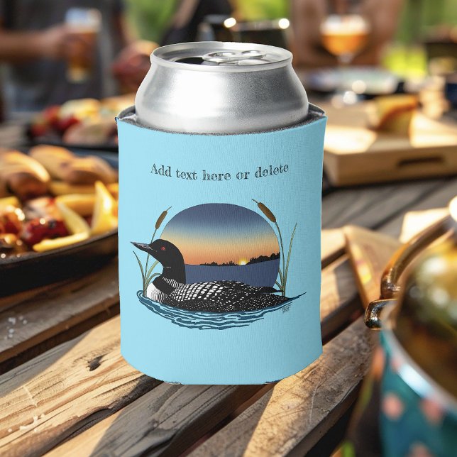 Serene Common Loon Sunset Blue Wildlife Lake Can Cooler (Creator Uploaded)