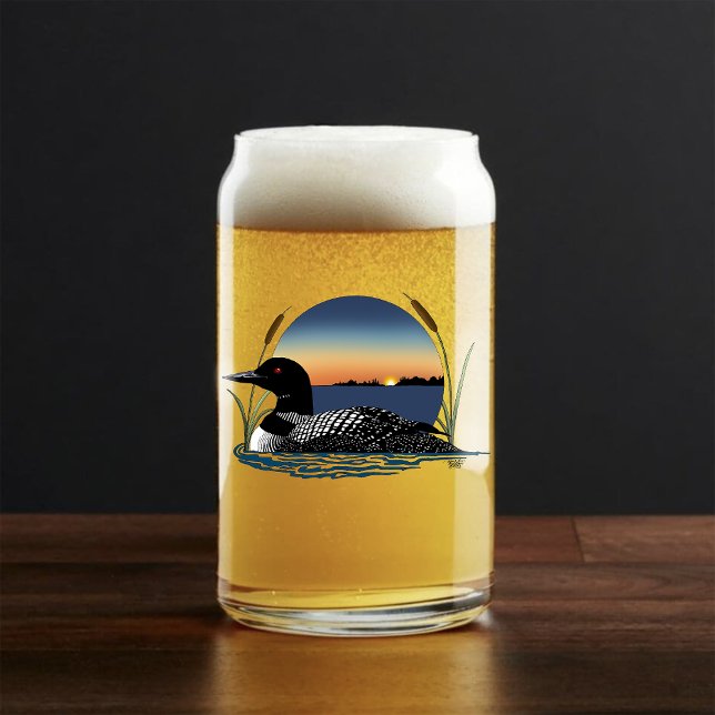 Serene Common Loon Sunset Blue Wildlife Lake Can Glass (Creator Uploaded)