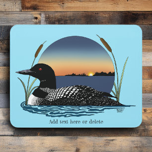 Serene Common Loon Sunset Blue Wildlife Lake Door Sign