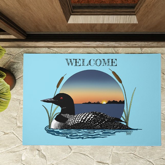 Serene Common Loon Sunset Blue Wildlife Lake Doormat (Creator Uploaded)
