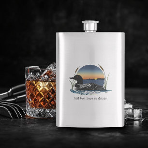 Serene Common Loon Sunset Blue Wildlife Lake Flask