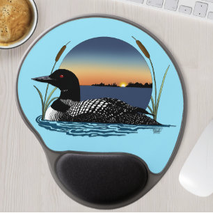 Serene Common Loon Sunset Blue Wildlife Lake Gel Mouse Pad