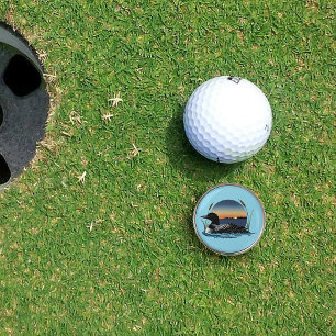 Serene Common Loon Sunset Blue Wildlife Lake Golf Ball Marker