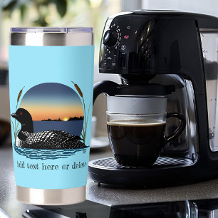 Serene Common Loon Sunset Blue Wildlife Lake Insulated Tumbler