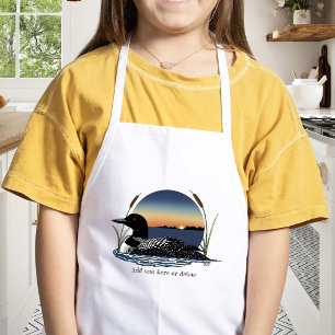 Serene Common Loon Sunset Blue Wildlife Lake Kids' Apron