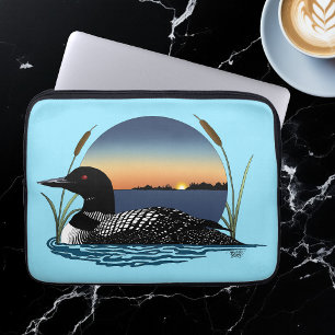 Serene Common Loon Sunset Blue Wildlife Lake Laptop Sleeve