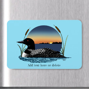 Serene Common Loon Sunset Blue Wildlife Lake Magnet