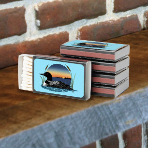 Serene Common Loon Sunset Blue Wildlife Lake Matchboxes