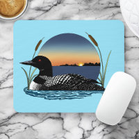 Serene Common Loon Sunset Blue Wildlife Lake
