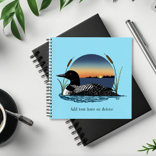 Serene Common Loon Sunset Blue Wildlife Lake Notebook