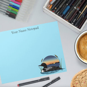 Serene Common Loon Sunset Blue Wildlife Lake Notepad