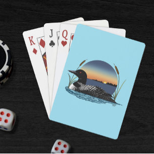 Serene Common Loon Sunset Blue Wildlife Lake Poker Cards