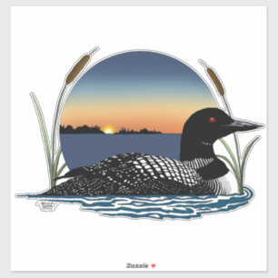 Serene Common Loon Sunset Blue Wildlife Lake Sticker