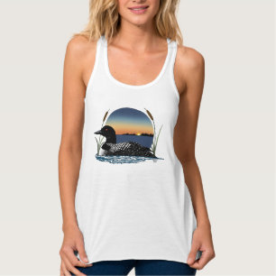 Serene Common Loon Sunset Blue Wildlife Lake Tank Top