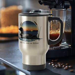 Serene Common Loon Sunset Blue Wildlife Lake Travel Mug