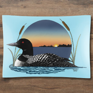 Serene Common Loon Sunset Blue Wildlife Lake Trinket Tray