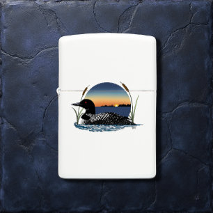 Serene Common Loon Sunset Blue Wildlife Lake Zippo Lighter