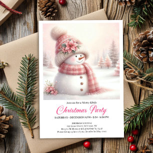 Serene Coquette Snowman Kids Christmas Invite 